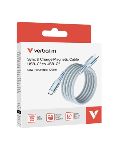 Verbatim Cavo Magnetico Sync Charge USB-C to USB-C 60W 120 cm_Blu 31852 VERBATIM ADATTATORI-CAVI-ORGANIZZACAVI