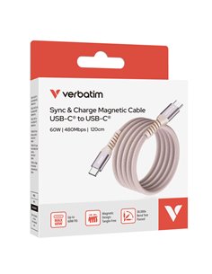 Verbatim Cavo Magnetico Sync Charge USB-C to USB-C 60W  120 cm_Rosa 38153