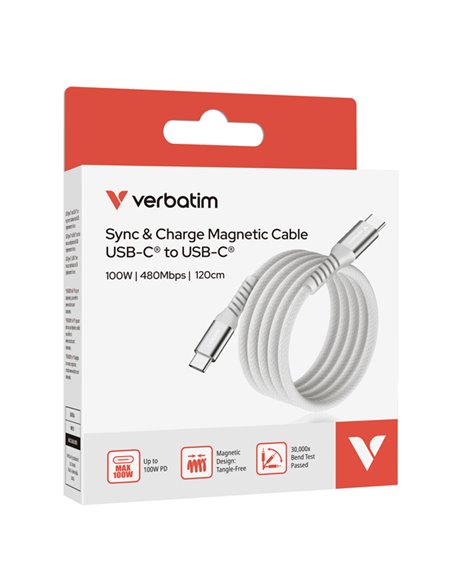 Verbatim Cavo Magnetico Sync  Charge USB-C to USB-C 100W  120 cm_Grigio 31854