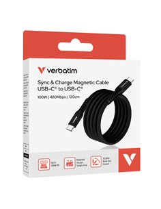 Verbatim Cavo Magnetico Sync Charge USB-C to USB-C 100W 120 cm_Nero 31863 VERBATIM ADATTATORI-CAVI-ORGANIZZACAVI