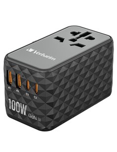 Adattatore da viaggio UTA-06 2x USB-C PD 100W  QC 4+ / 2x USB-A QC 3.0-Verbatim 32121