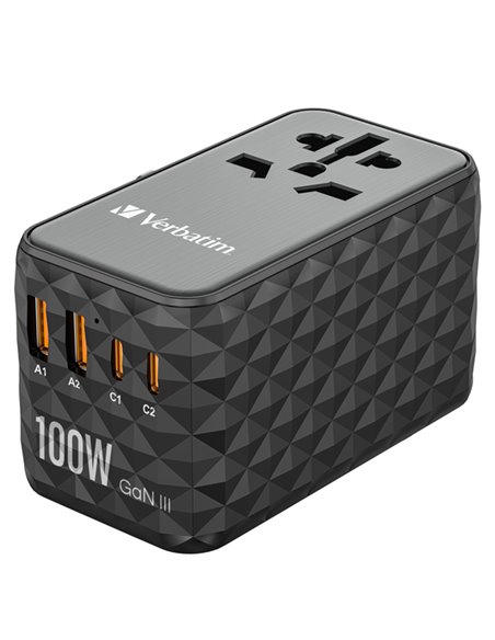 Adattatore da viaggio UTA-06 2x USB-C PD 100W  QC 4+ / 2x USB-A QC 3.0-Verbatim 32121
