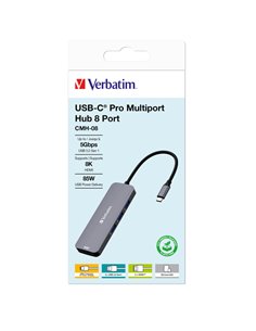 Verbatim USB-C Pro Multiport Hub 8 Port CMH-08 32151 VERBATIM POWERBANK E CARICATORI