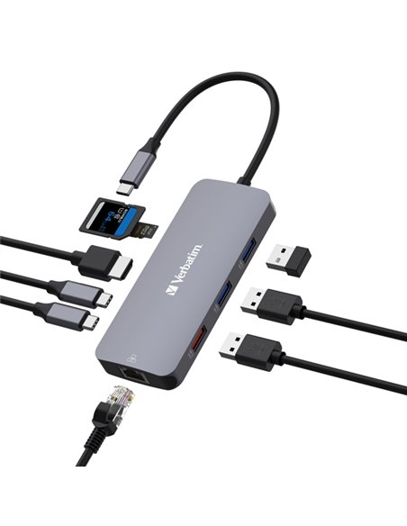 Verbatim USB-C Pro Multiport Hub 9 Port CMH-09 32152 VERBATIM POWERBANK E CARICATORI