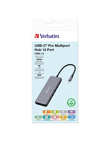 Verbatim USB-C Pro Multiport Hub 14 Port CMH-14 32154 VERBATIM POWERBANK E CARICATORI