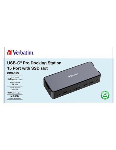 Verbatim USB-C Pro Docking Station 15 Port with SSD slot CDS-15S 32173-1 VERBATIM POWERBANK E CARICATORI