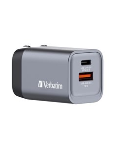 Adattatore da viaggio GNC-35- 1x USB-C PD 35W, 1x USB-A QC 3.0-35W-Verbatim 32200 VERBATIM ADATTATORI-CARICATORI DA VIAGGIO E...