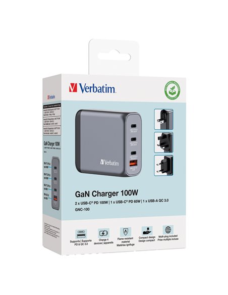 Adattatore da viaggio GNC-100-2x USB-C PD 1x USB-C PD 65W, 1x USB-A QC 3.0-100W 32202