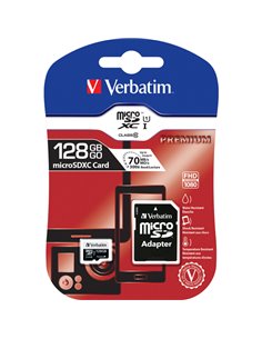 MICRO SD CARD 128GB HC CLASSE 10 FINO A 45MB/S 44085 VERBATIM SCHEDE MEMORIA
