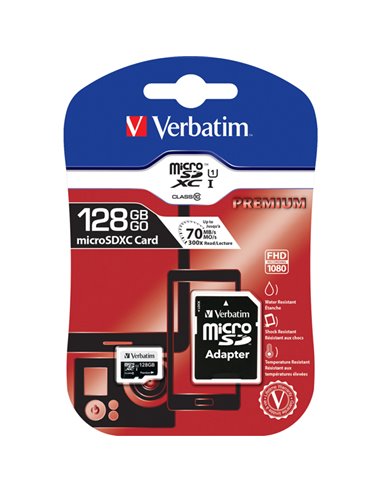 MICRO SD CARD 128GB HC CLASSE 10 FINO A 45MB/S 44085 VERBATIM SCHEDE MEMORIA