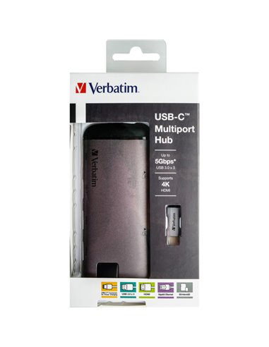 Verbatim USB-C ADAPTER USB 3.1 G1 / USB 3.0 X 3 / HDMI / SDHC / MICRO SDHC / R 49142