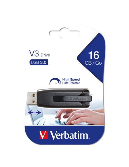 MEMORIA USB 3.0 SUPERSPEED - STORE 'N' GO V3 USB DRIVE 16GB (NERO) 49172 VERBATIM CHIAVETTE USB