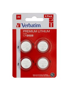 BLISTER 4 MICROPILE A PASTIGLIA CR2025 LITIO 3V VERBATIM 49532 VERBATIM PILE
