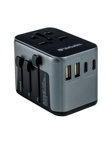 Adattatore da viaggio Verbatim UTA-03 PD30W / QC / 2xUSB / 2xType-C 49545