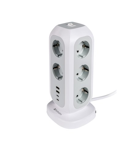 Torre di Alimentazione Multi-Spina EUPT-01 con 2 x USB-C / 2 x USB-A Verbatim 49547 VERBATIM ADATTATORI-CARICATORI DA VIAGGIO...