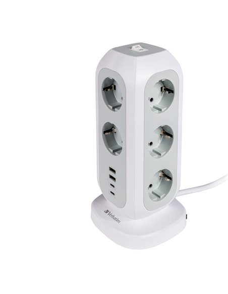Torre di Alimentazione Multi-Spina EUPT-01 con 2 x USB-C / 2 x USB-A Verbatim 49547 VERBATIM ADATTATORI-CARICATORI DA VIAGGIO...
