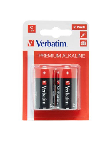 SCATOLA 2 PILE C ALKALINE MEZZA TORCIA 49922 VERBATIM PILE