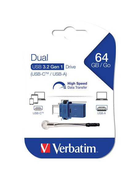 Verbatim USB Drive 3.0 Store ´N´ GO Dual Drive 3.0 / USB C 64GB 49967 VERBATIM CHIAVETTE USB