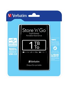 HARD DISK STORE 'N' GO USB 3.0 PORTATILE 1TB COLORE NERO 53023 VERBATIM HARD-DISK ESTERNI