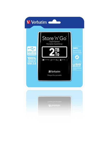 HARD DISK PORTATILE STORE 'N' GO USB 3.0 DA 2TB BLACK 53177 VERBATIM HARD-DISK ESTERNI