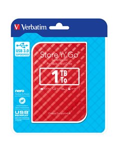 UBS PORTATILE STORE 'N' GO 1TB USB 3.0 RED (9.5MM DRIVE) 53203 VERBATIM HARD-DISK ESTERNI