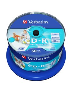 SCATOLA 50 CD-R BULK DATALIFEPLUS SPIND. 1X-52X 700MB STAMP.WIDE INKJET PHOTO 43438 VERBATIM CD/DVD/BLU-RAY