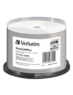 SCATOLA 50 CD-R BULK DATALIFEPLUS SPIND. 1X-52X 700MB STAMP.WIDE INKJET PHOTO 43745 VERBATIM CD/DVD/BLU-RAY