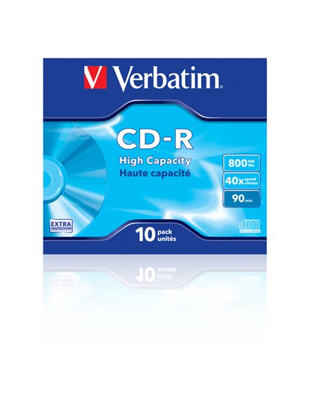 SCATOLA 10 CD-R DATALIFE JEWEL CASE 1X-40X 800MB SERIGRAFATO 43428 VERBATIM CD/DVD/BLU-RAY