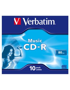 SCATOLA 10 CD-R MUSIC LIVE IT 80MIN. SERIGRAFATO COLORATO 43365 VERBATIM CD/DVD/BLU-RAY