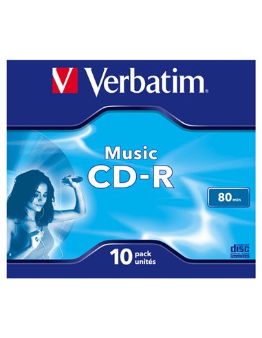 SCATOLA 10 CD-R MUSIC LIVE IT 80MIN. SERIGRAFATO COLORATO 43365 VERBATIM CD/DVD/BLU-RAY