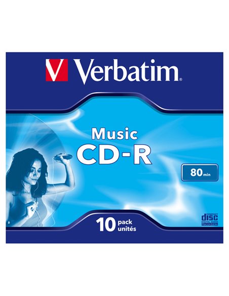 SCATOLA 10 CD-R MUSIC LIVE IT 80MIN. SERIGRAFATO COLORATO 43365 VERBATIM CD/DVD/BLU-RAY