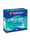 SCATOLA 5 DVD-RW JEWEL CASE 4X 4.7GB 120MIN. SERIGRAFATO 43285