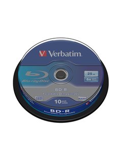 SCATOLA 10 DVD BLU RAY BD-R SL 25GB 6X SPINDLE MABL WHITE/BLU 43742 VERBATIM CD/DVD/BLU-RAY