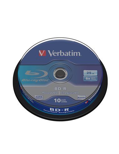 SCATOLA 10 DVD BLU RAY BD-R SL 25GB 6X SPINDLE MABL WHITE/BLU 43742 VERBATIM CD/DVD/BLU-RAY
