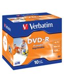 SCATOLA 10 DVD-R J.CASE 16X 4.7GB 120MIN. WIDE PHOTO STAMP INK-JET 43521