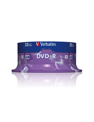 SCATOLA 25 DVD+R SPINDLE 16X 4.7GB 120MIN. SERIGRAFATO 43500 VERBATIM CD/DVD/BLU-RAY