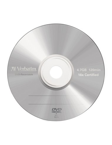 SCATOLA 5 DVD-R JEWEL CASE 16X 4.7GB 120MIN. SERIGRAFATO 43519 VERBATIM CD/DVD/BLU-RAY