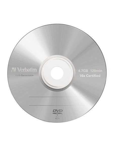 SCATOLA 5 DVD-R JEWEL CASE 16X 4.7GB 120MIN. SERIGRAFATO 43519 VERBATIM CD/DVD/BLU-RAY