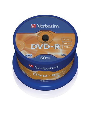 SCATOLA 50 DVD-R SPINDLE 16X 4.7GB 1 MATT SILVER 43548 VERBATIM CD/DVD/BLU-RAY