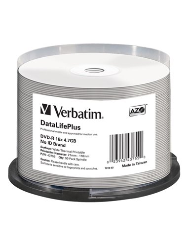 SCATOLA 50 Professional WIDE THERMAL PRINTABLE NO ID 16 4.7GB / 120' 43755 VERBATIM CD/DVD/BLU-RAY