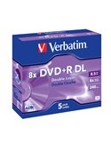 SCATOLA 5 DVD+R DUAL LAYER 8X 8.5GB 240MIN. SERIGRAFATO JEWEL CASE 43541