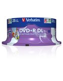 SCATOLA 25 DVD+R DUAL LAYER 8X 8.5GB 240MIN. SERIGRAFATO SPINDLE 43667