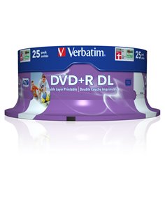 SCATOLA 25 DVD+R DUAL LAYER 8X 8.5GB 240MIN. SERIGRAFATO SPINDLE 43667 VERBATIM CD/DVD/BLU-RAY