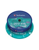 CONFEZIONE DA 25 DVD-RW SPINDLE 4X 4.7GB SUPERF.MATT SILVER SERIGRAFATA 43639