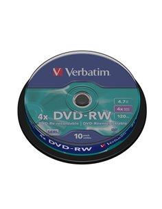 SCATOLA 10 DVD-RW SPINDLE 4X 4.7GB 120MIN. SERIGRAFATO 43552