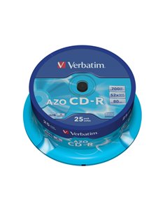 SCATOLA 25 CD-R DATALIFEPLUS SPINDLE 1X-52X 700MB SERIGRAFATO 43352 VERBATIM CD/DVD/BLU-RAY