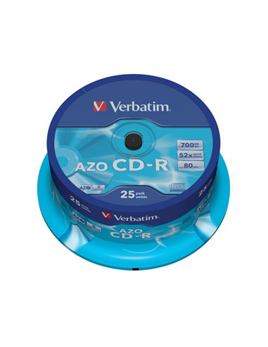 SCATOLA 25 CD-R DATALIFEPLUS SPINDLE 1X-52X 700MB SERIGRAFATO 43352 VERBATIM CD/DVD/BLU-RAY