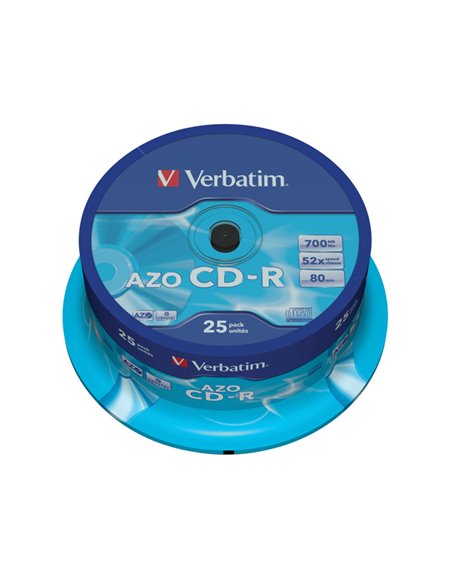 SCATOLA 25 CD-R DATALIFEPLUS SPINDLE 1X-52X 700MB SERIGRAFATO 43352 VERBATIM CD/DVD/BLU-RAY