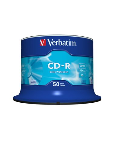 SCATOLA 50 CD-R DATALIFE SPINDLE 1X-52X 700MB SERIGRAFATO EXTRA PROTECTION 43351 VERBATIM CD/DVD/BLU-RAY