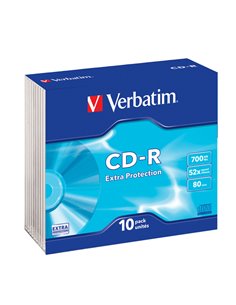 SCATOLA 10 CD-R DATALIFE SLIM CASE 52X 700MB EXTRA PROTECTION 43415 VERBATIM CD/DVD/BLU-RAY